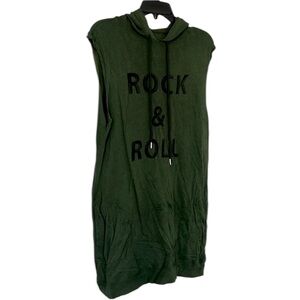 Zadig & Voltaire Hooded Sleeveless Rock & Roll Olive Dress Distressed Medium